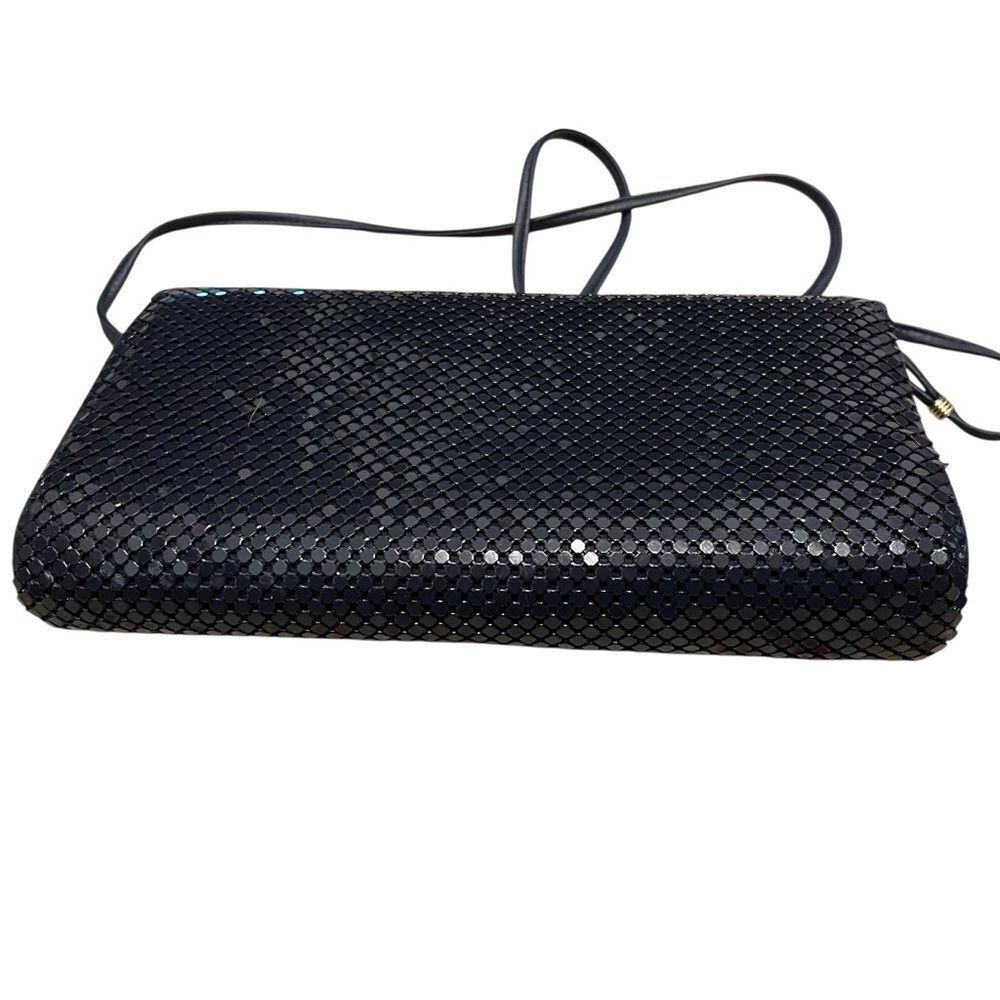 Whiting And Davis Navy Chainmail Clutch Crossbody… - image 5